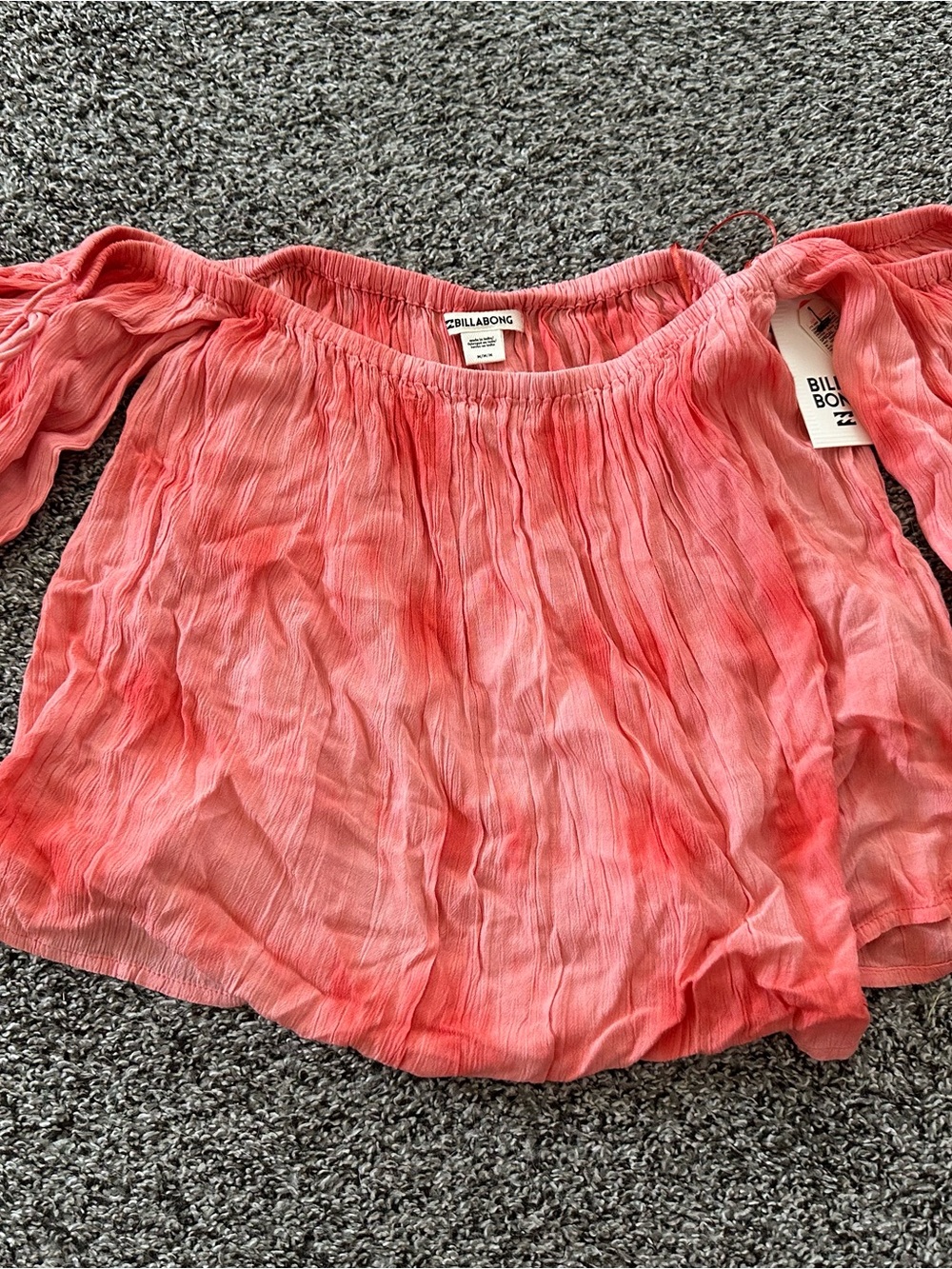 Billabong Pink Off-Shoulder Peasant Top NWT